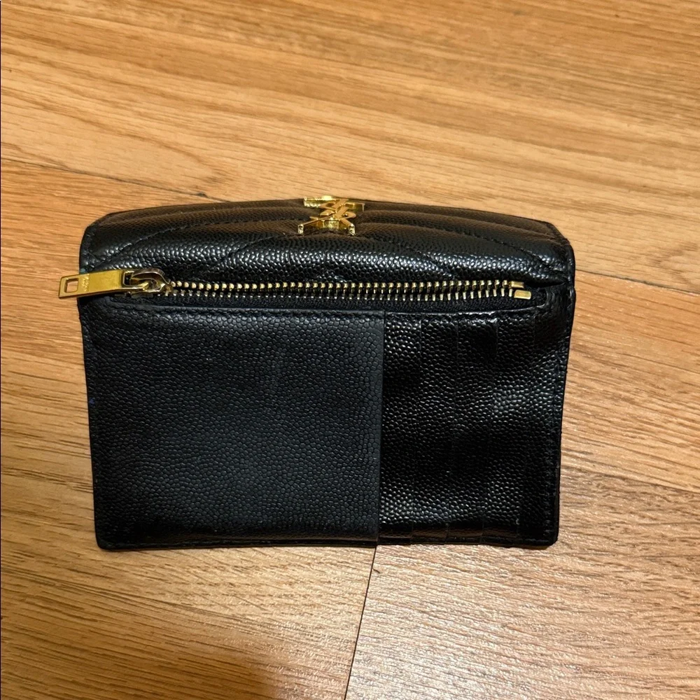 Saint Laurent Black Quilted Envelope Card Wallet with Gold YSL Emblem - Picture 6 of 11